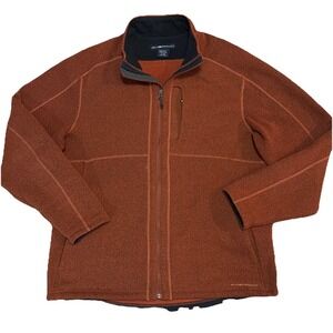 ExOfficio Jacket Mens XL Rust Fleece Full Zip Pullover Pockets Hiking Trail L/S